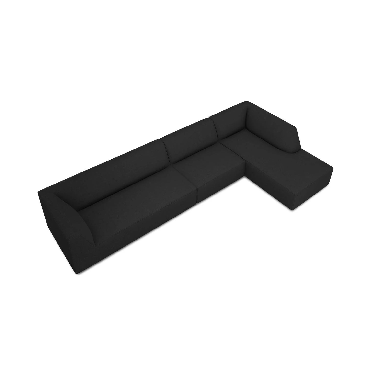 Ruby 5-Sitzer Ecksofa Rechts, mit Bezug aus Strukturierter Stoff (Ota12) in Schwarz, 366x180 cm – Bild 5