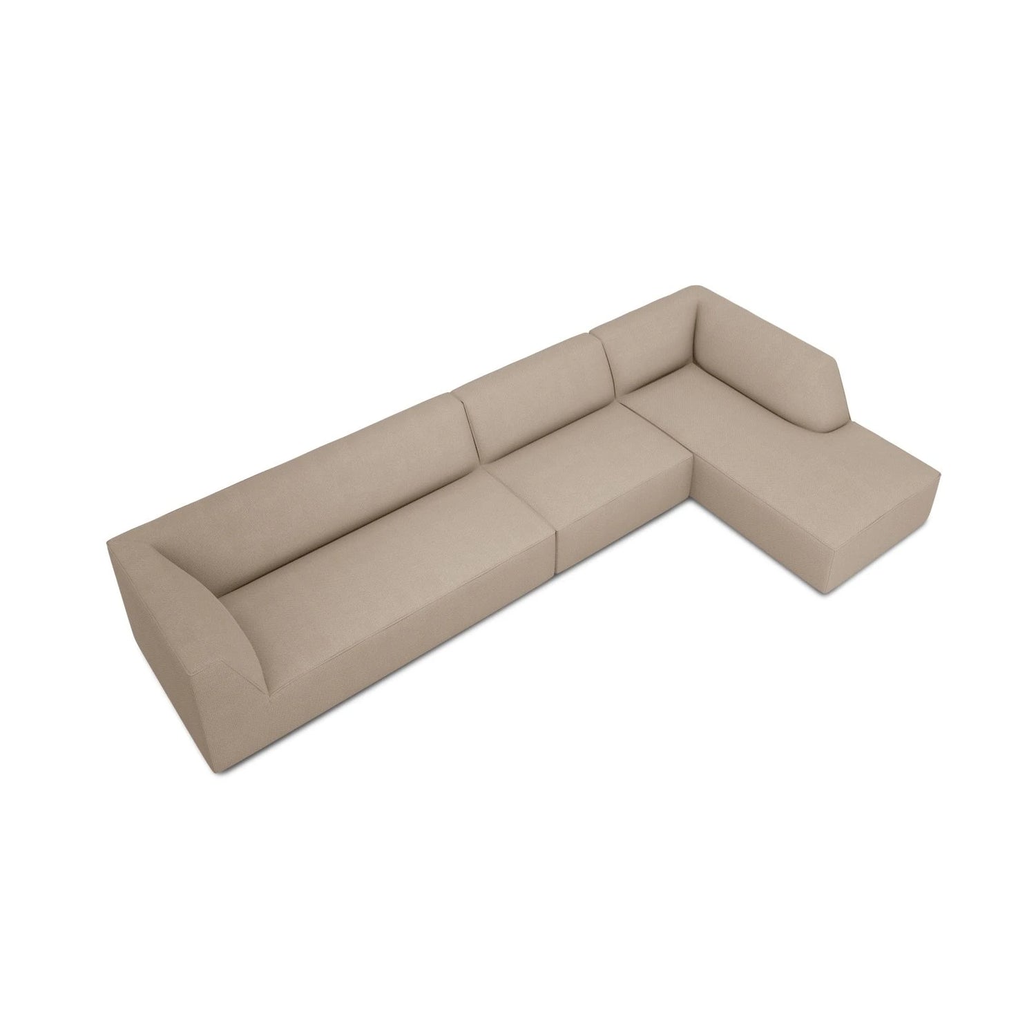 Ruby 5-Sitzer Ecksofa Rechts, mit Bezug aus Strukturierter Stoff (Ota7) in Dunkelbeige, 366x180 cm – Bild 5