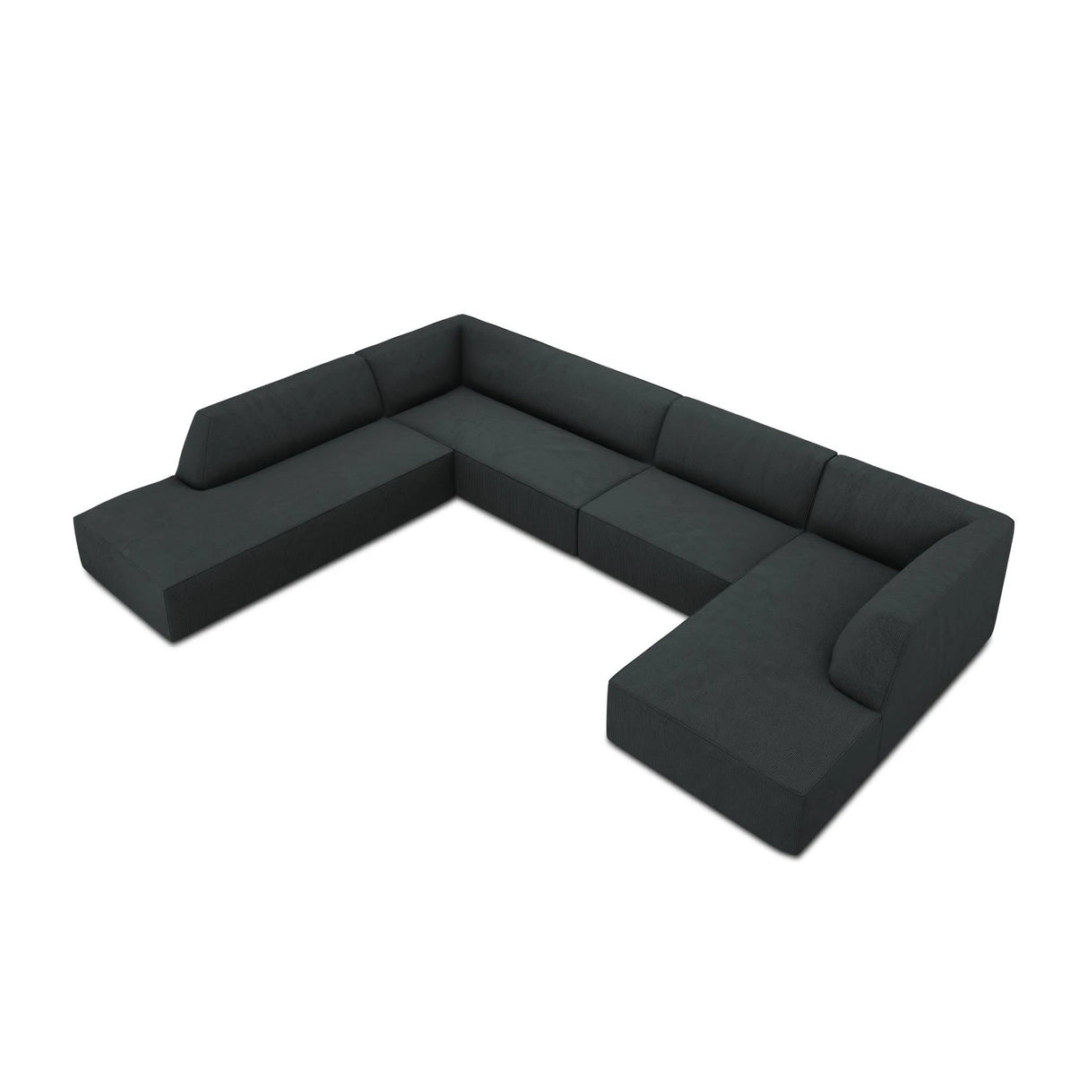 Ruby 7-Sitzer Panorama-Sofa Links, mit Bezug in Cord (ScaBla) in Schwarz, 366x273 cm – Bild 6