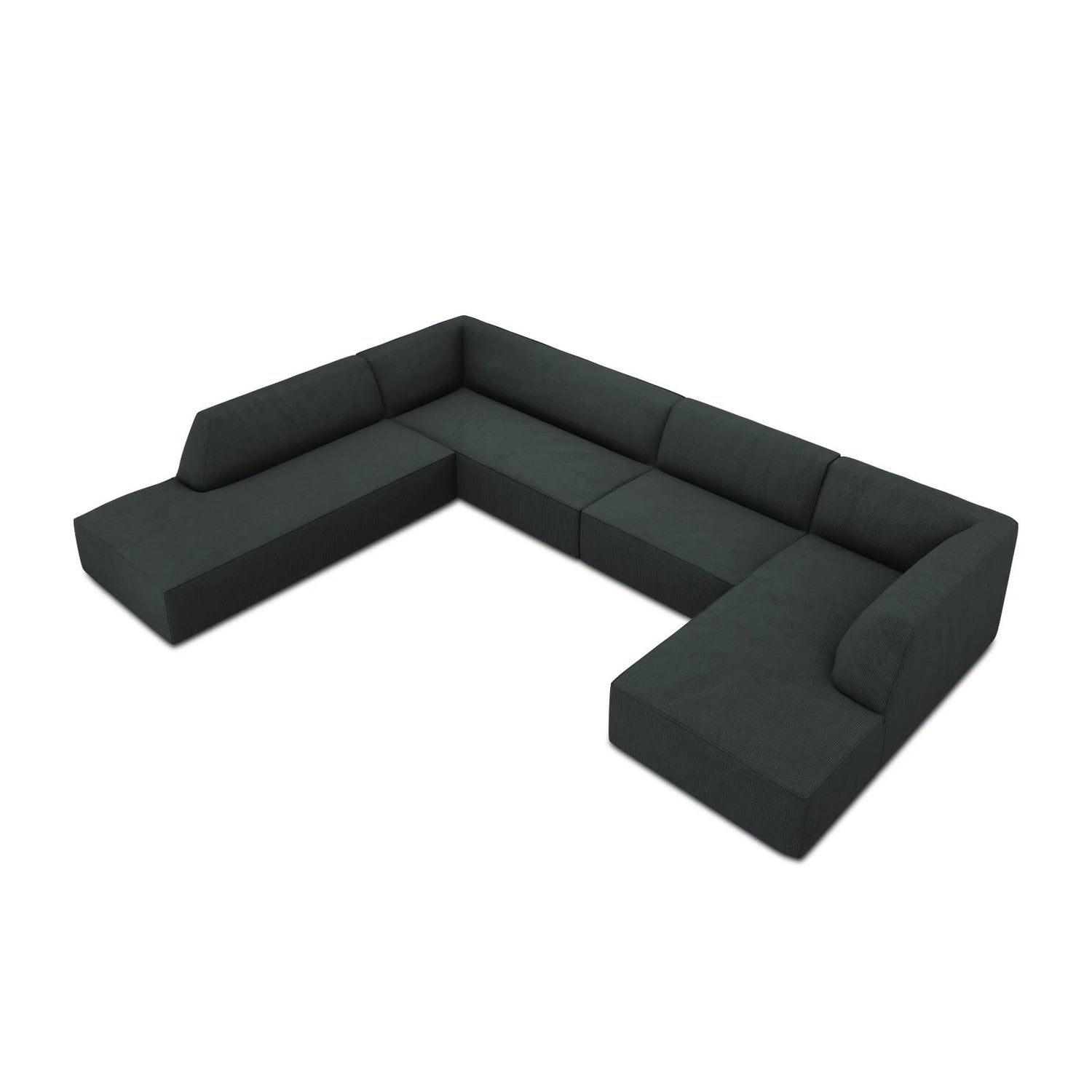 Ruby 7-Sitzer Panorama-Sofa Links, mit Bezug in Cord (ScaBla) in Schwarz, 366x273 cm – Bild 6