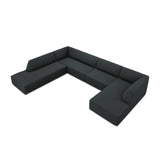Ruby 7-Sitzer Panorama-Sofa Links, mit Bezug in Cord (ScaBla) in Schwarz, 366x273 cm – Bild 6