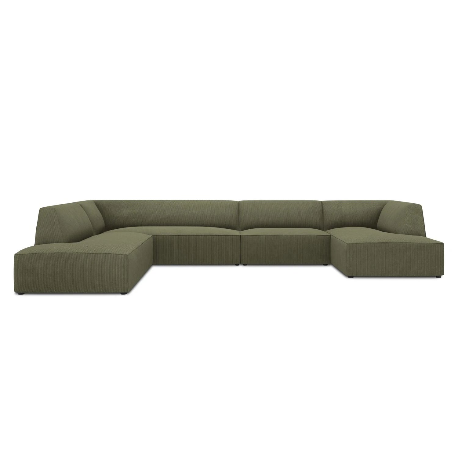 Ruby 7-Sitzer Panorama-Sofa Links, mit Bezug in Cord (ScaFor) in Grün, 366x273 cm – Bild 1