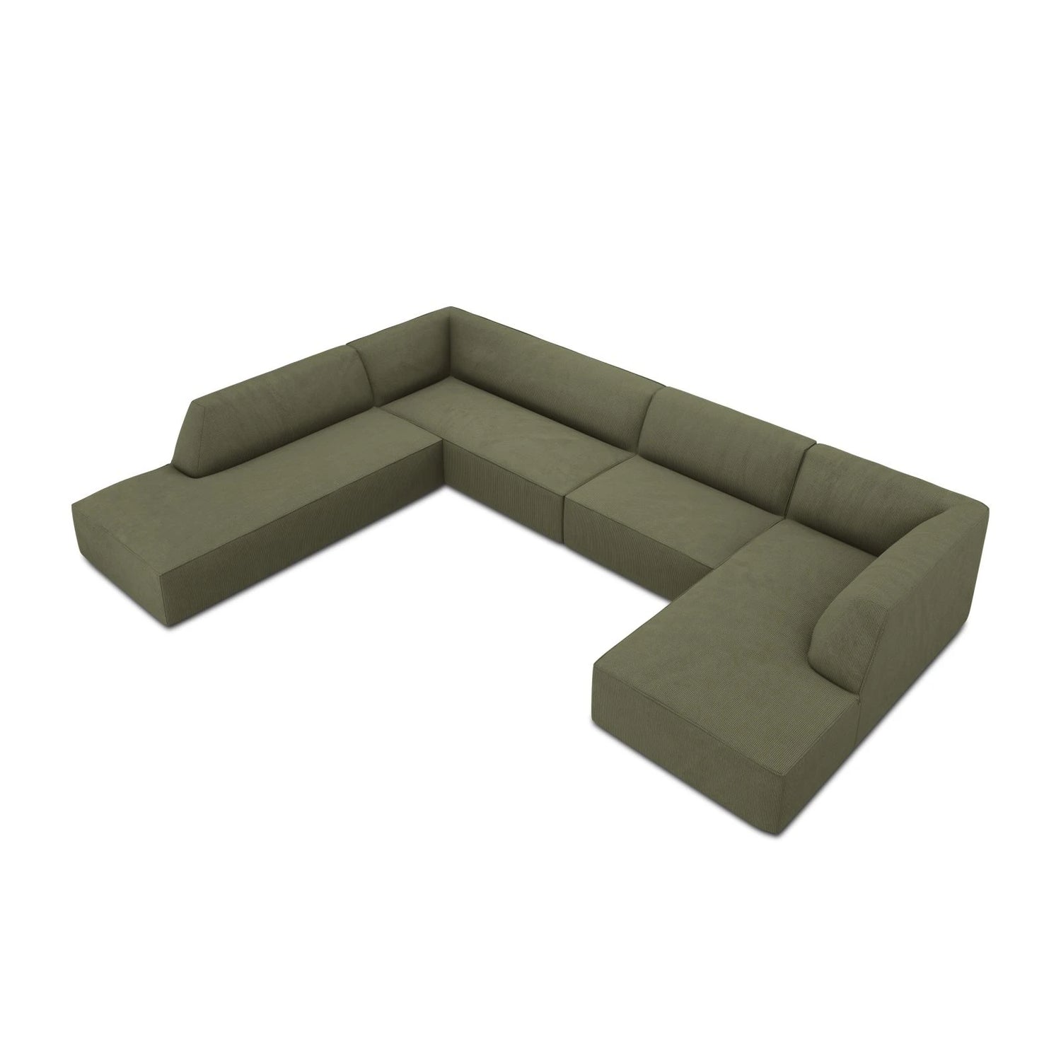 Ruby 7-Sitzer Panorama-Sofa Links, mit Bezug in Cord (ScaFor) in Grün, 366x273 cm – Bild 6