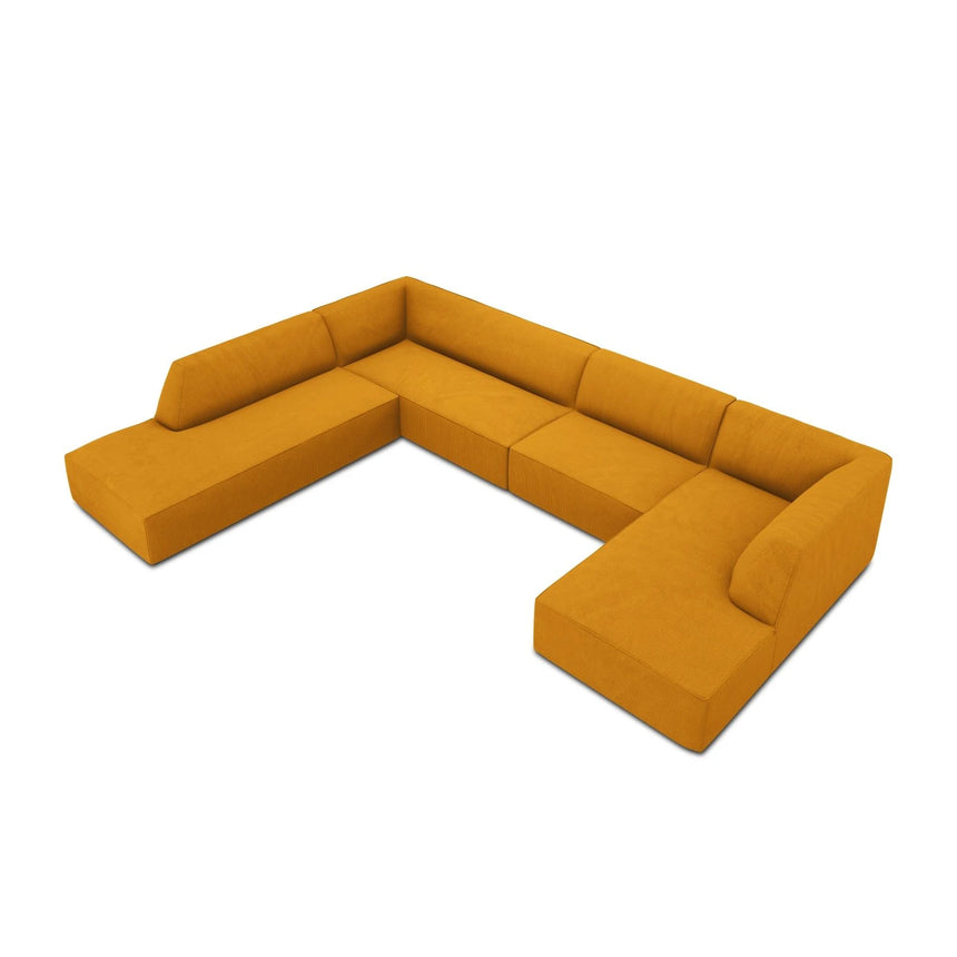 Ruby 7-Sitzer Panorama-Sofa Links, mit Bezug in Cord (ScaMos) in Gelb, 366x273 cm – Bild 6