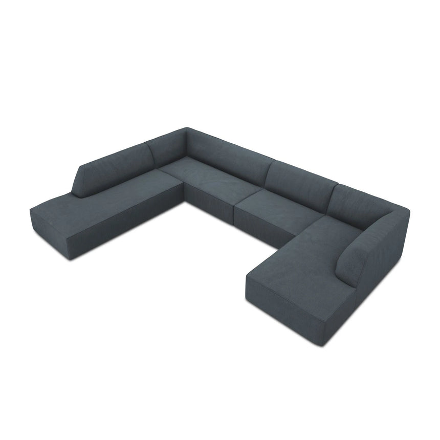 Ruby 7-Sitzer Panorama-Sofa Links, mit Bezug in Cord (ScaOce) in Blau, 366x273 cm – Bild 6