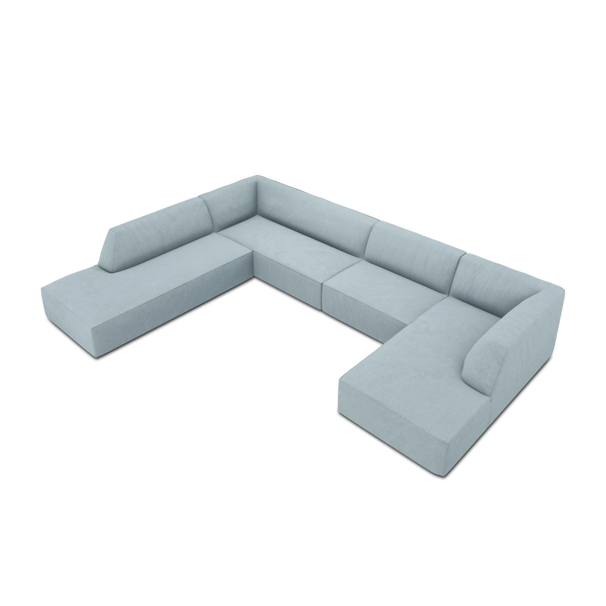 Ruby 7-Sitzer Panorama-Sofa Links, mit Bezug in Cord (ScaSky) in Hellblau, 366x273 cm – Bild 6
