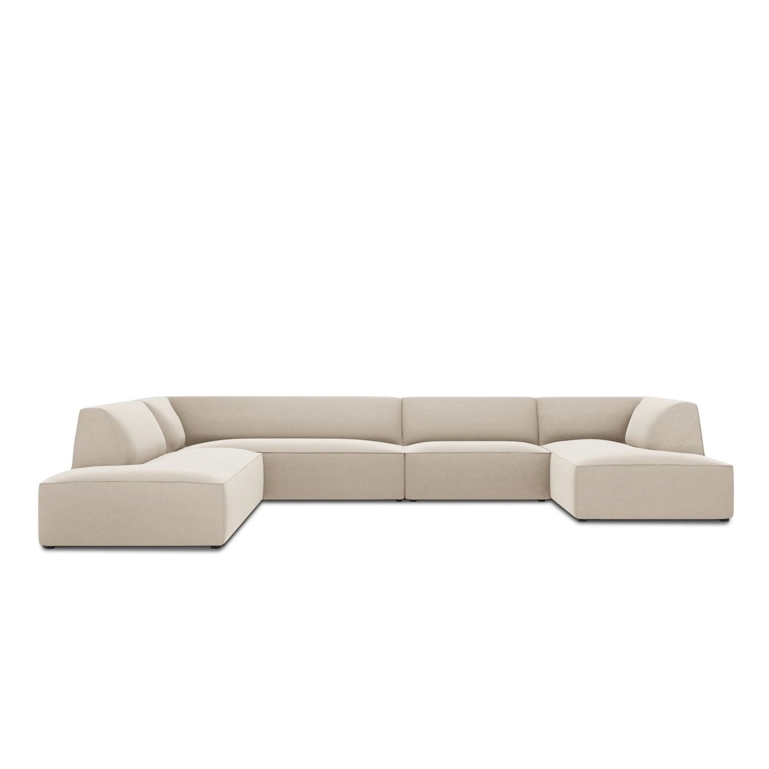 Ruby 7-Sitzer Panorama-Sofa Links, mit Bezug in Samt (Sal1) in Beige, 366x273 cm – Bild 1