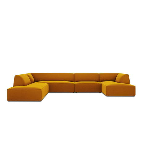 Ruby 7-Sitzer Panorama-Sofa Links, mit Bezug in Samt (Sal10) in Gelb, 366x273 cm – Bild 1