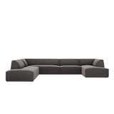 Ruby 7-Sitzer Panorama-Sofa Links, mit Bezug in Samt (Sal18) in Dunkelgrau, 366x273 cm – Bild 1