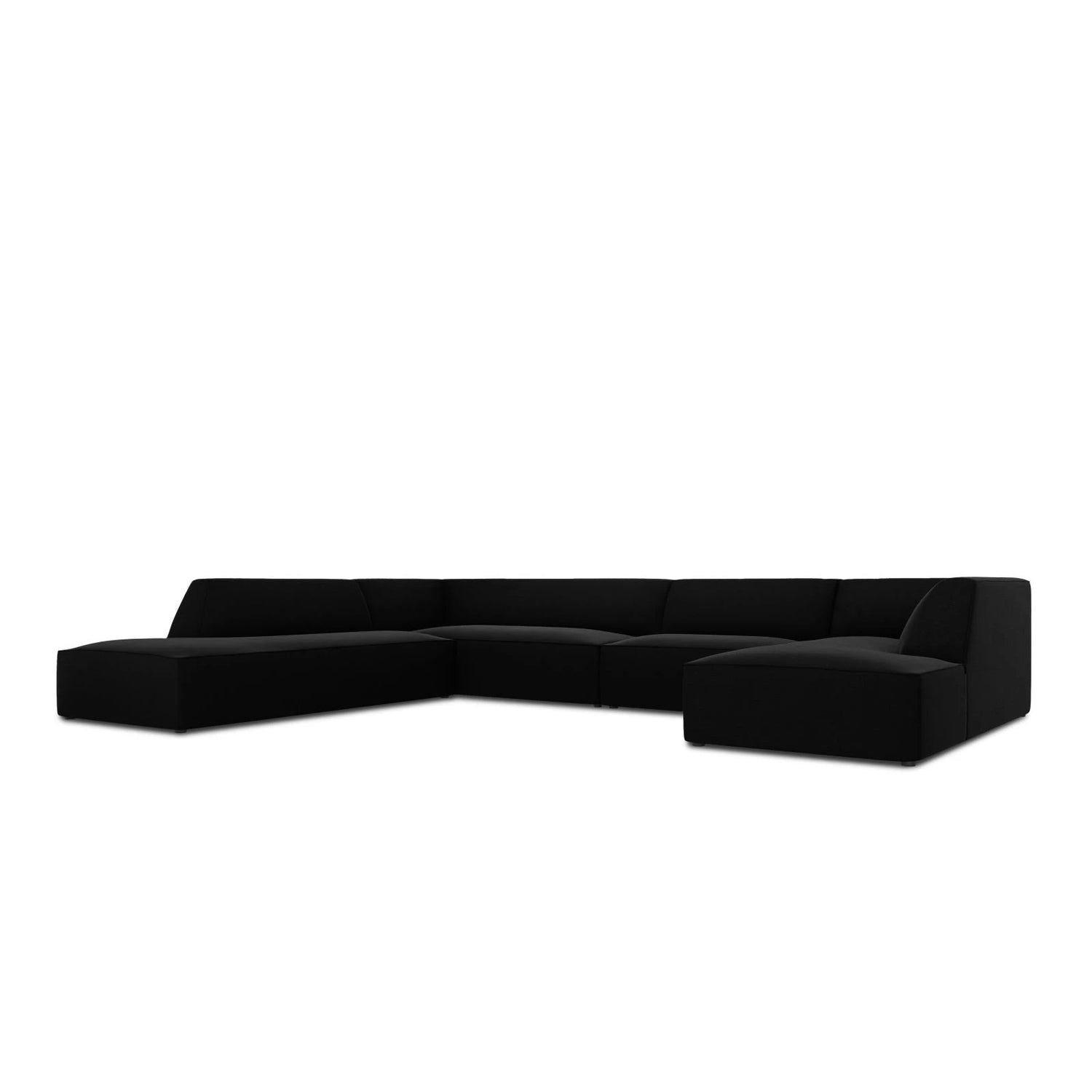 Ruby 7-Sitzer Panorama-Sofa Links, mit Bezug in Samt (Sal19) in Schwarz, 366x273 cm – Bild 5