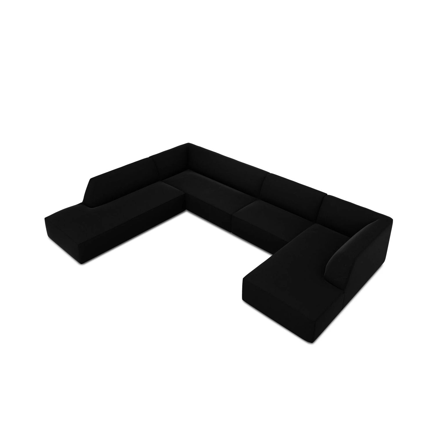 Ruby 7-Sitzer Panorama-Sofa Links, mit Bezug in Samt (Sal19) in Schwarz, 366x273 cm – Bild 6