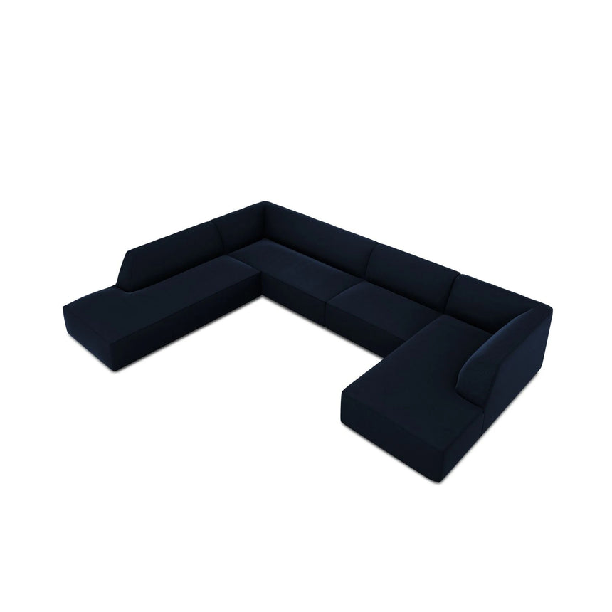Ruby 7-Sitzer Panorama-Sofa Links, mit Bezug in Samt (Sal5) in Königsblau, 366x273 cm – Bild 6
