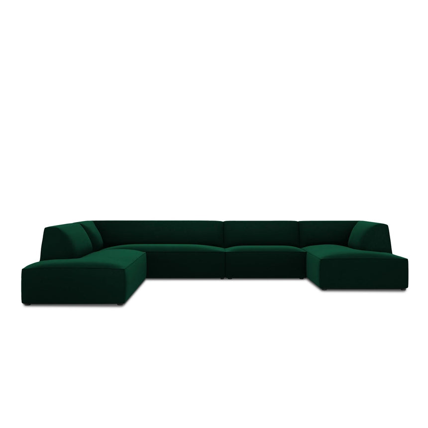 Ruby 7-Sitzer Panorama-Sofa Links, mit Bezug in Samt (Sal7) in Flaschengrün, 366x273 cm – Bild 1