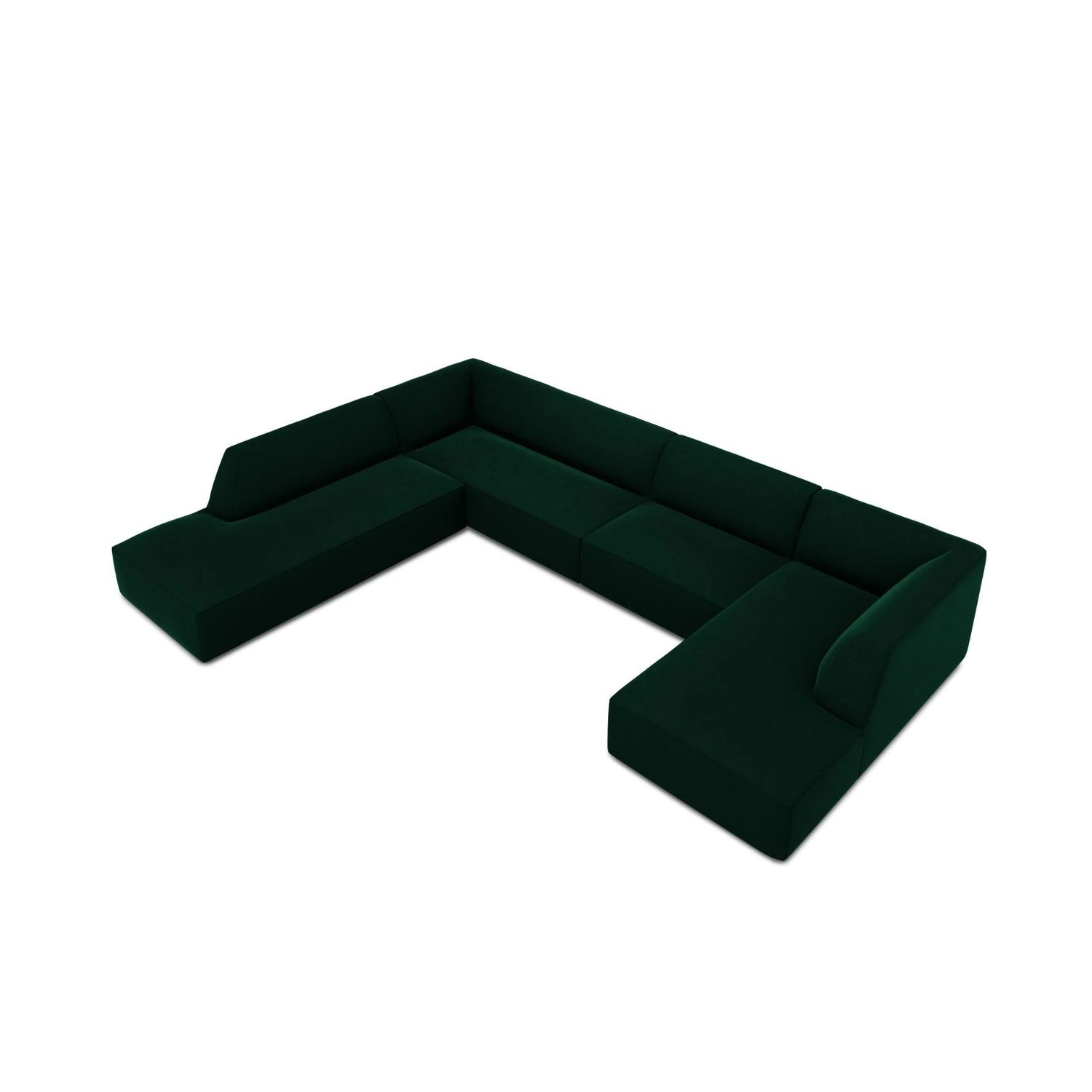 Ruby 7-Sitzer Panorama-Sofa Links, mit Bezug in Samt (Sal7) in Flaschengrün, 366x273 cm – Bild 6