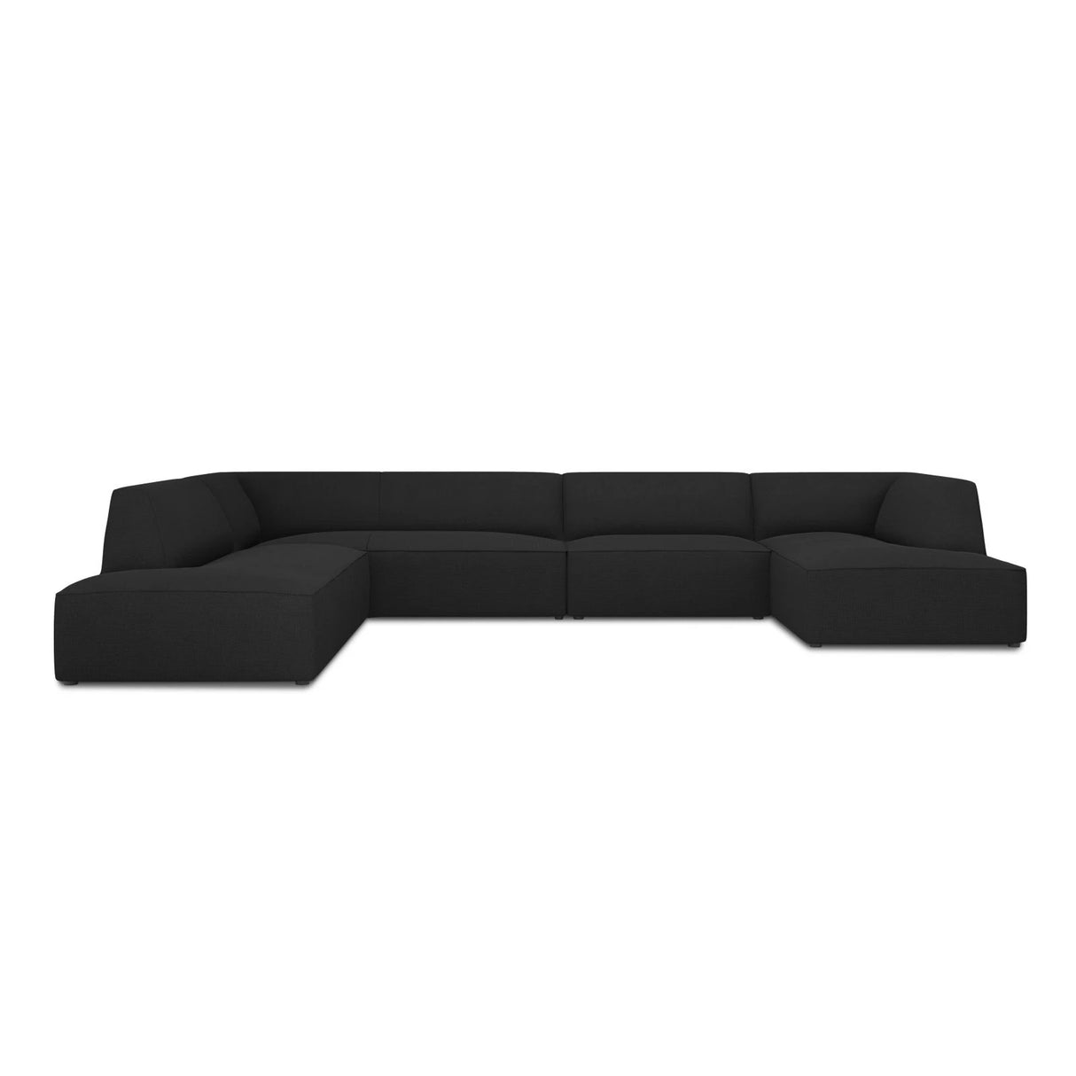 Ruby 7-Sitzer Panorama-Sofa Links, mit Bezug in Strukturierter Stoff (Ota12) in Schwarz, 366x273 cm – Bild 1