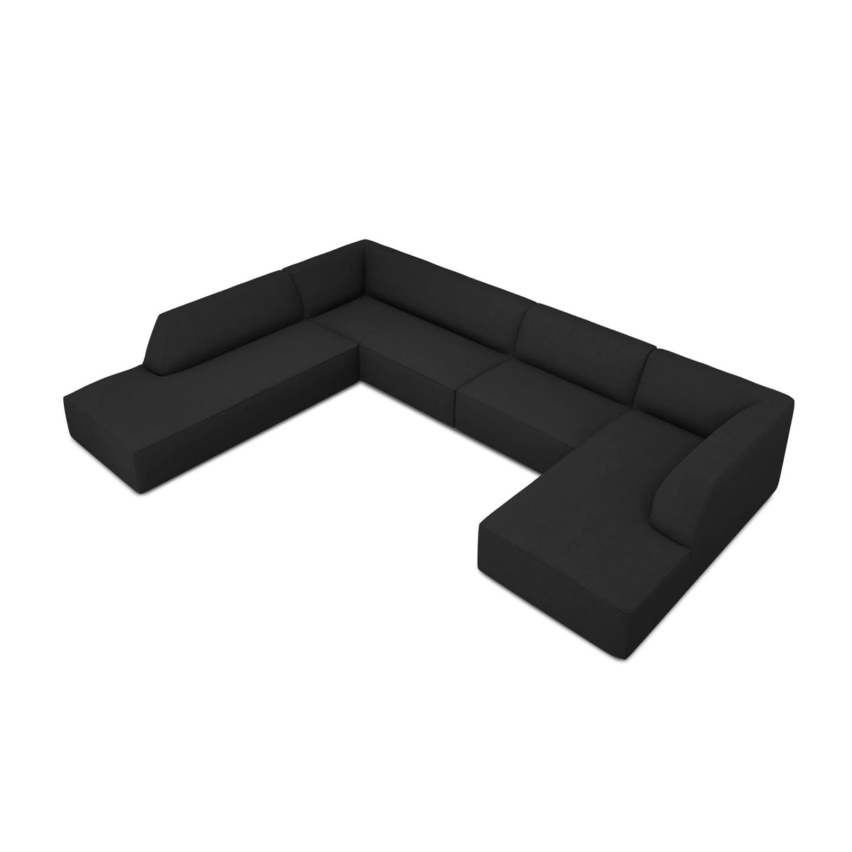 Ruby 7-Sitzer Panorama-Sofa Links, mit Bezug in Strukturierter Stoff (Ota12) in Schwarz, 366x273 cm – Bild 4