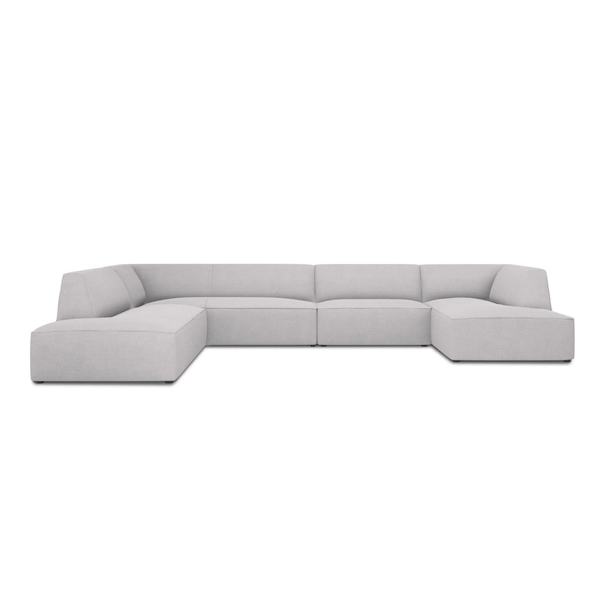 Ruby 7-Sitzer Panorama-Sofa Links, mit Bezug in Strukturierter Stoff (Ota9) in Hellgrau, 366x273 cm – Bild 1