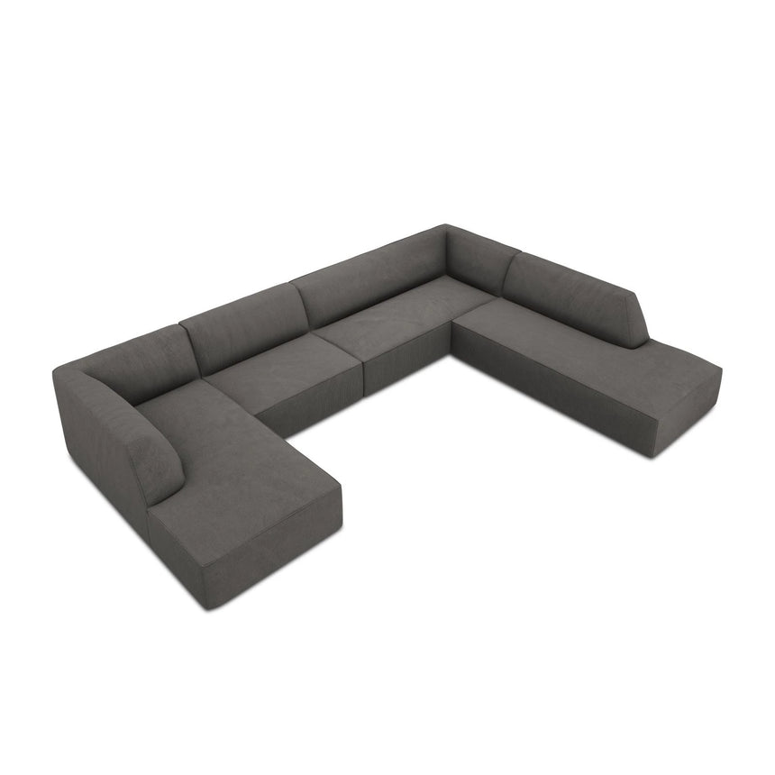Ruby 7-Sitzer Panorama-Sofa Rechts, mit Bezug in Cord (ScaAnt) in Dunkelgrau, 366x273 cm – Bild 6