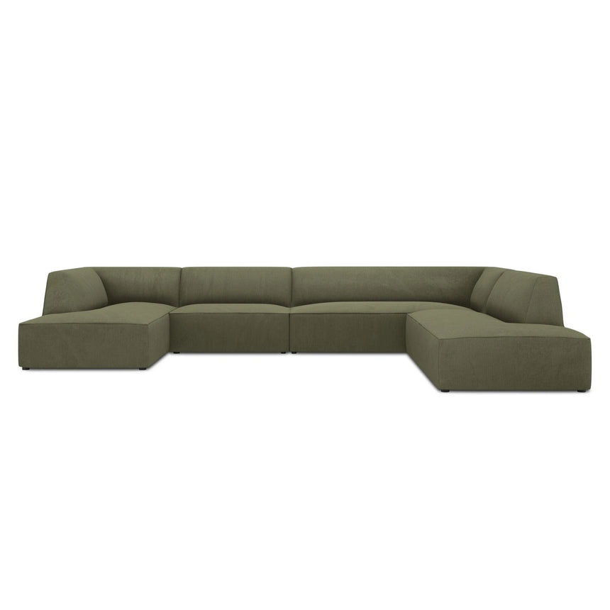 Ruby 7-Sitzer Panorama-Sofa Rechts, mit Bezug in Cord (ScaFor) in Grün, 366x273 cm – Bild 1