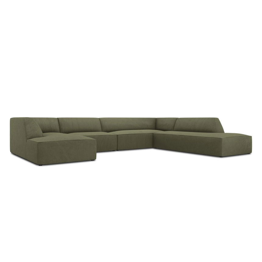 Ruby 7-Sitzer Panorama-Sofa Rechts, mit Bezug in Cord (ScaFor) in Grün, 366x273 cm – Bild 5