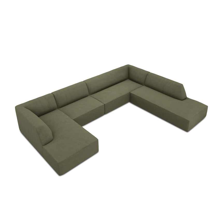 Ruby 7-Sitzer Panorama-Sofa Rechts, mit Bezug in Cord (ScaFor) in Grün, 366x273 cm – Bild 6