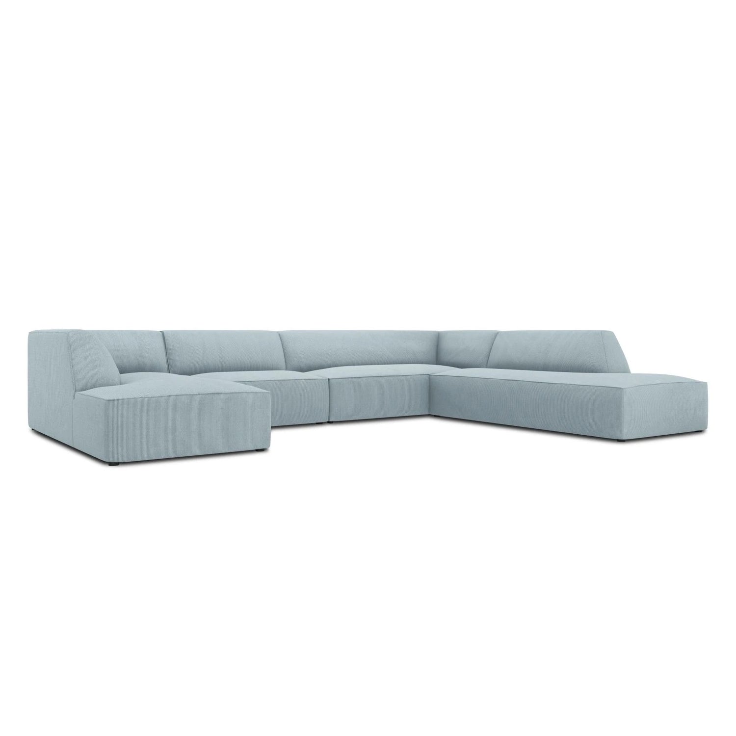 Ruby 7-Sitzer Panorama-Sofa Rechts, mit Bezug in Cord (ScaSky) in Hellblau, 366x273 cm – Bild 5