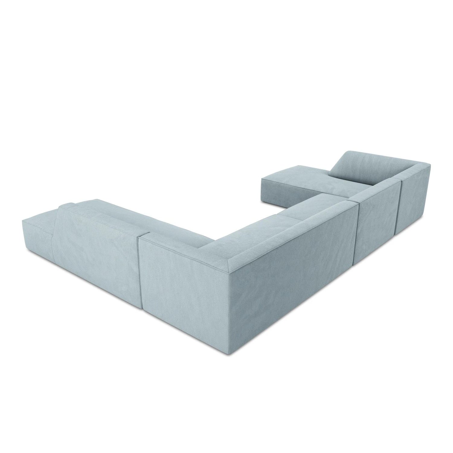 Ruby 7-Sitzer Panorama-Sofa Rechts, mit Bezug in Cord (ScaSky) in Hellblau, 366x273 cm – Bild 7