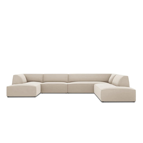 Ruby 7-Sitzer Panorama-Sofa Rechts, mit Bezug in Samt (Sal1) in Beige, 366x273 cm – Bild 1