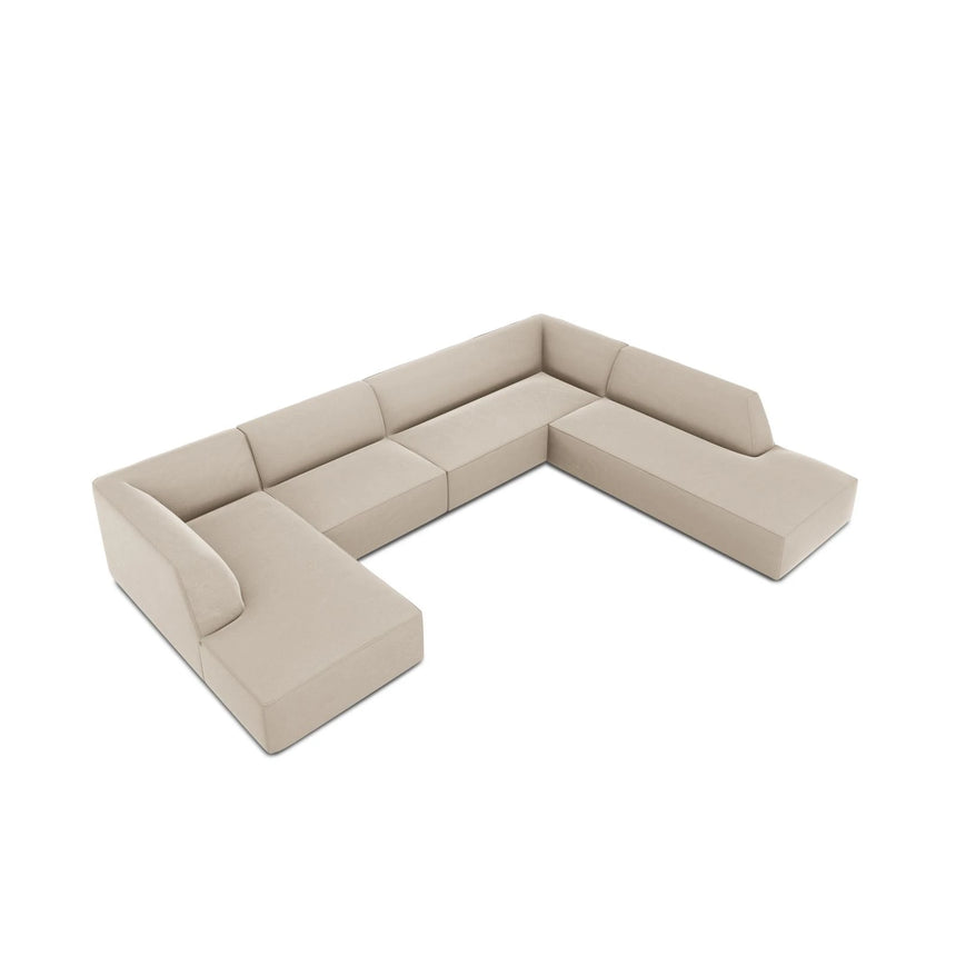 Ruby 7-Sitzer Panorama-Sofa Rechts, mit Bezug in Samt (Sal1) in Beige, 366x273 cm – Bild 6