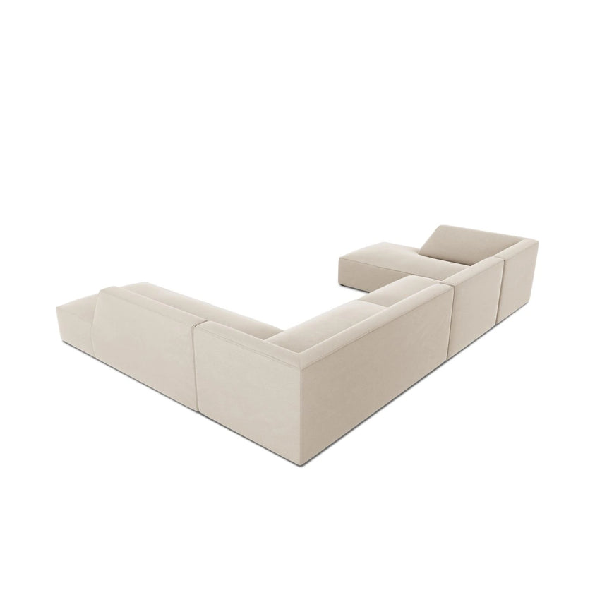 Ruby 7-Sitzer Panorama-Sofa Rechts, mit Bezug in Samt (Sal1) in Beige, 366x273 cm – Bild 7