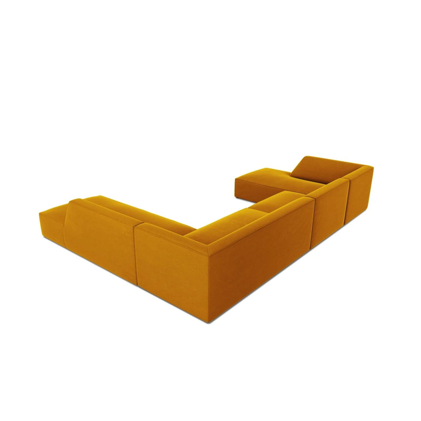 Ruby 7-Sitzer Panorama-Sofa Rechts, mit Bezug in Samt (Sal10) in Gelb, 366x273 cm – Bild 7