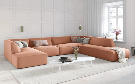 Ruby 7-Sitzer Panorama-Sofa Rechts, mit Bezug in Samt (Sal11) in Rosa, 366x273 cm – Bild 2
