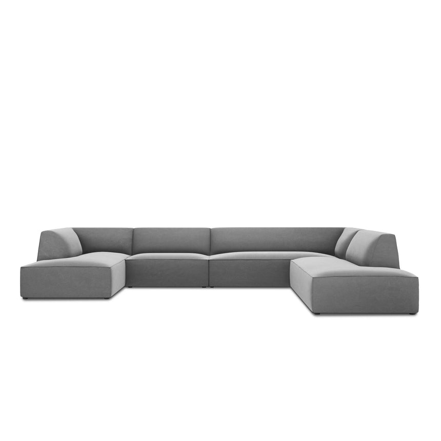Ruby 7-Sitzer Panorama-Sofa Rechts, mit Bezug in Samt (Sal17) in Grau, 366x273 cm – Bild 1