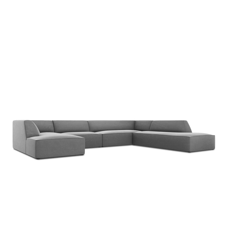 Ruby 7-Sitzer Panorama-Sofa Rechts, mit Bezug in Samt (Sal17) in Grau, 366x273 cm – Bild 5