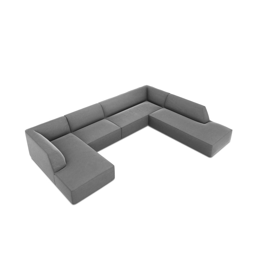 Ruby 7-Sitzer Panorama-Sofa Rechts, mit Bezug in Samt (Sal17) in Grau, 366x273 cm – Bild 6