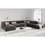 Ruby 7-Sitzer Panorama-Sofa Rechts, mit Bezug in Samt, Cord oder Strukturstoff, 366x273 cm