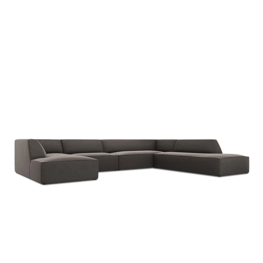 Ruby 7-Sitzer Panorama-Sofa Rechts, mit Bezug in Samt (Sal18) in Dunkelgrau, 366x273 cm – Bild 5