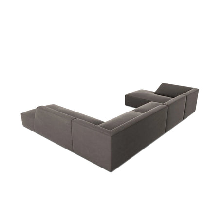 Ruby 7-Sitzer Panorama-Sofa Rechts, mit Bezug in Samt (Sal18) in Dunkelgrau, 366x273 cm – Bild 7