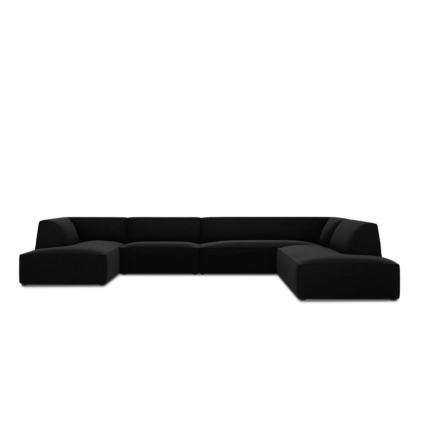 Ruby 7-Sitzer Panorama-Sofa Rechts, mit Bezug in Samt (Sal19) in Schwarz, 366x273 cm – Bild 1
