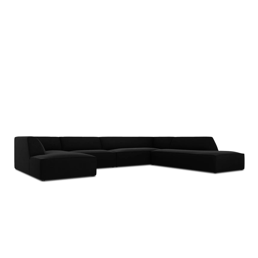 Ruby 7-Sitzer Panorama-Sofa Rechts, mit Bezug in Samt (Sal19) in Schwarz, 366x273 cm – Bild 5