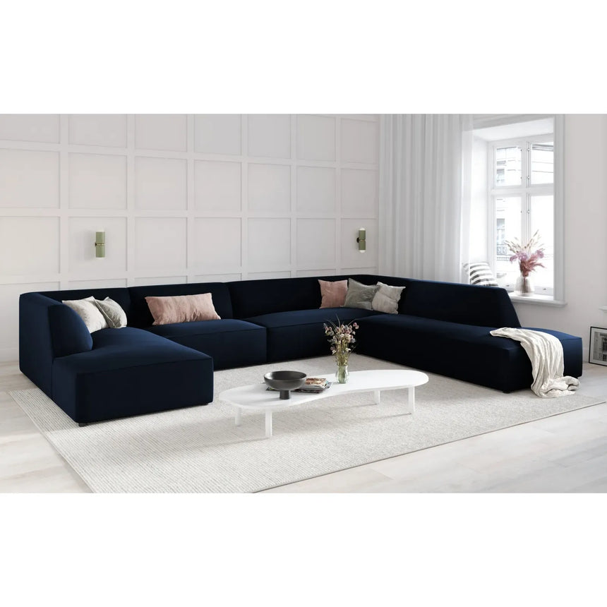 Ruby 7-Sitzer Panorama-Sofa Rechts, mit Bezug in Samt, Cord oder Strukturstoff, 366x273 cm - ZEN ZONE Furniture