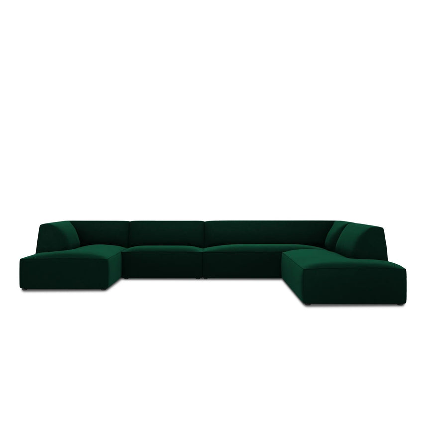 Ruby 7-Sitzer Panorama-Sofa Rechts, mit Bezug in Samt (Sal7) in Flaschengrün, 366x273 cm – Bild 1