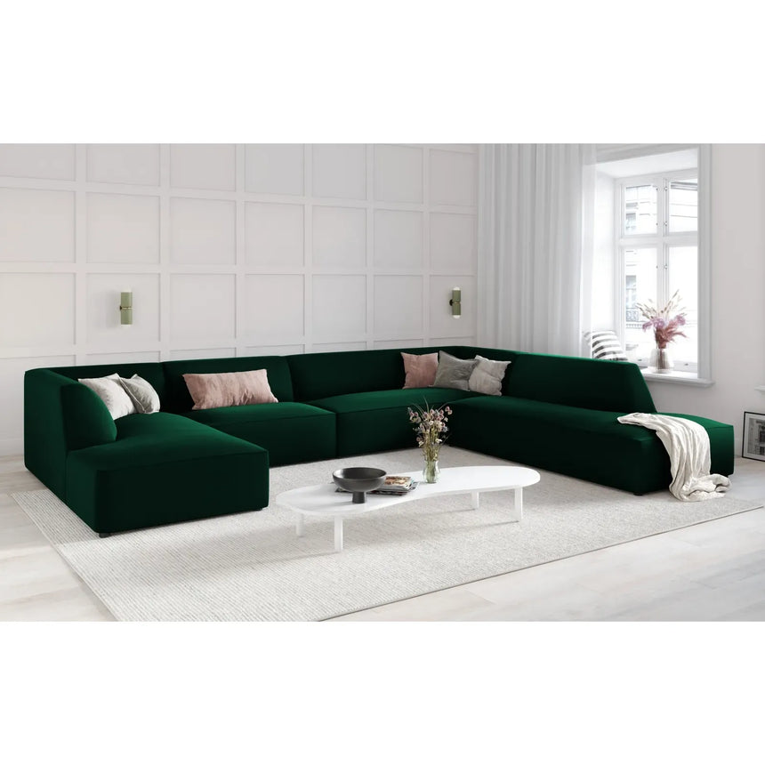 Ruby 7-Sitzer Panorama-Sofa Rechts, mit Bezug in Samt, Cord oder Strukturstoff, 366x273 cm - ZEN ZONE Furniture