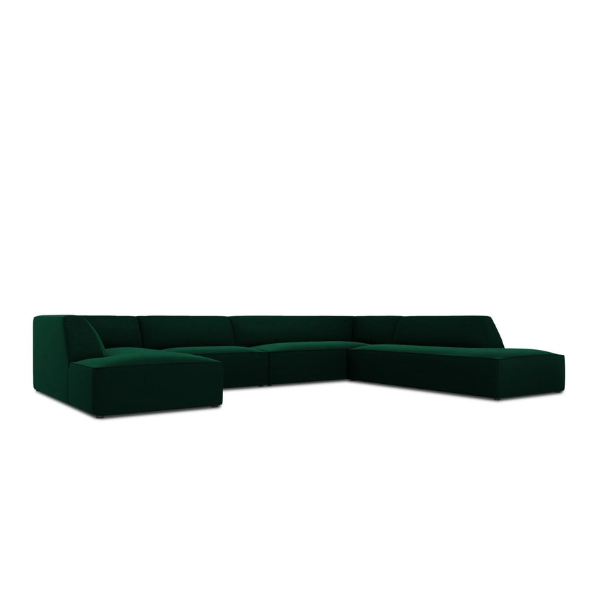 Ruby 7-Sitzer Panorama-Sofa Rechts, mit Bezug in Samt (Sal7) in Flaschengrün, 366x273 cm – Bild 5