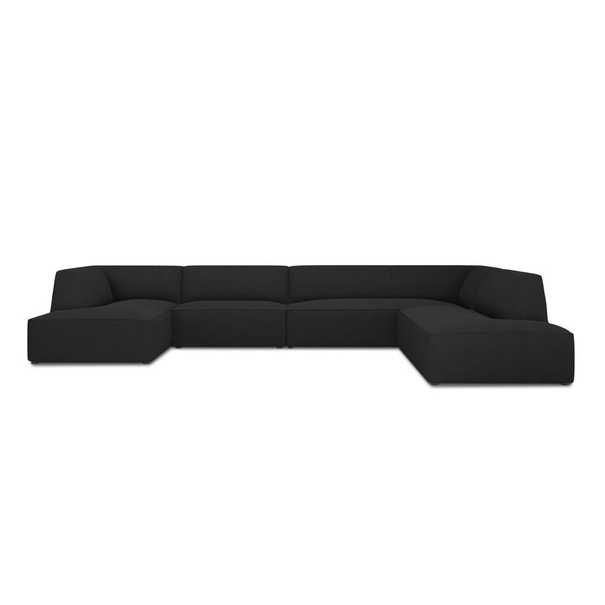 Ruby 7-Sitzer Panorama-Sofa Rechts, mit Bezug in Strukturierter Stoff (Ota12) in Schwarz, 366x273 cm – Bild 1