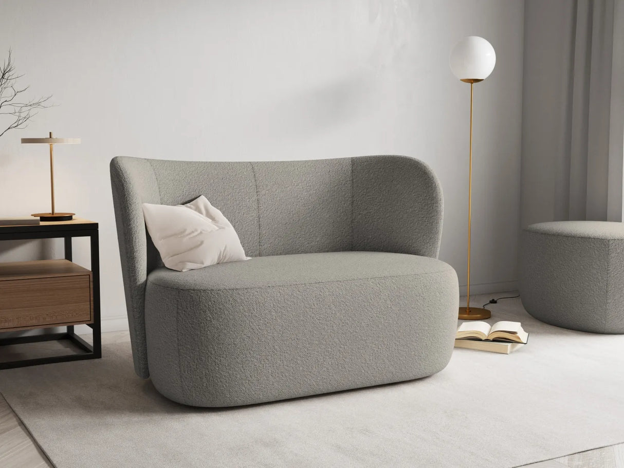 Saamit Pouf mit Bezug aus Boucle (ASCTAUPE) in Grau, 76x67 cm – Bild 2