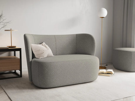 Saamit Pouf mit Bezug aus Boucle (ASCTAUPE) in Grau, 76x67 cm – Bild 2