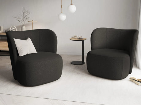 Saamit Sessel mit Bezug aus Boucle (ASCBLACK) in Schwarz, 86x72 cm – Bild 2