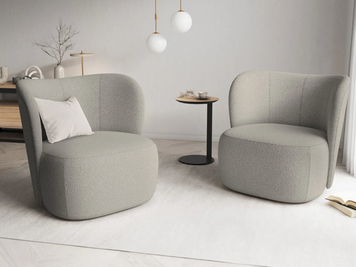 Saamit Sessel mit Bezug aus Boucle (ASCTAUPE) in Grau, 86x72 cm – Bild 2