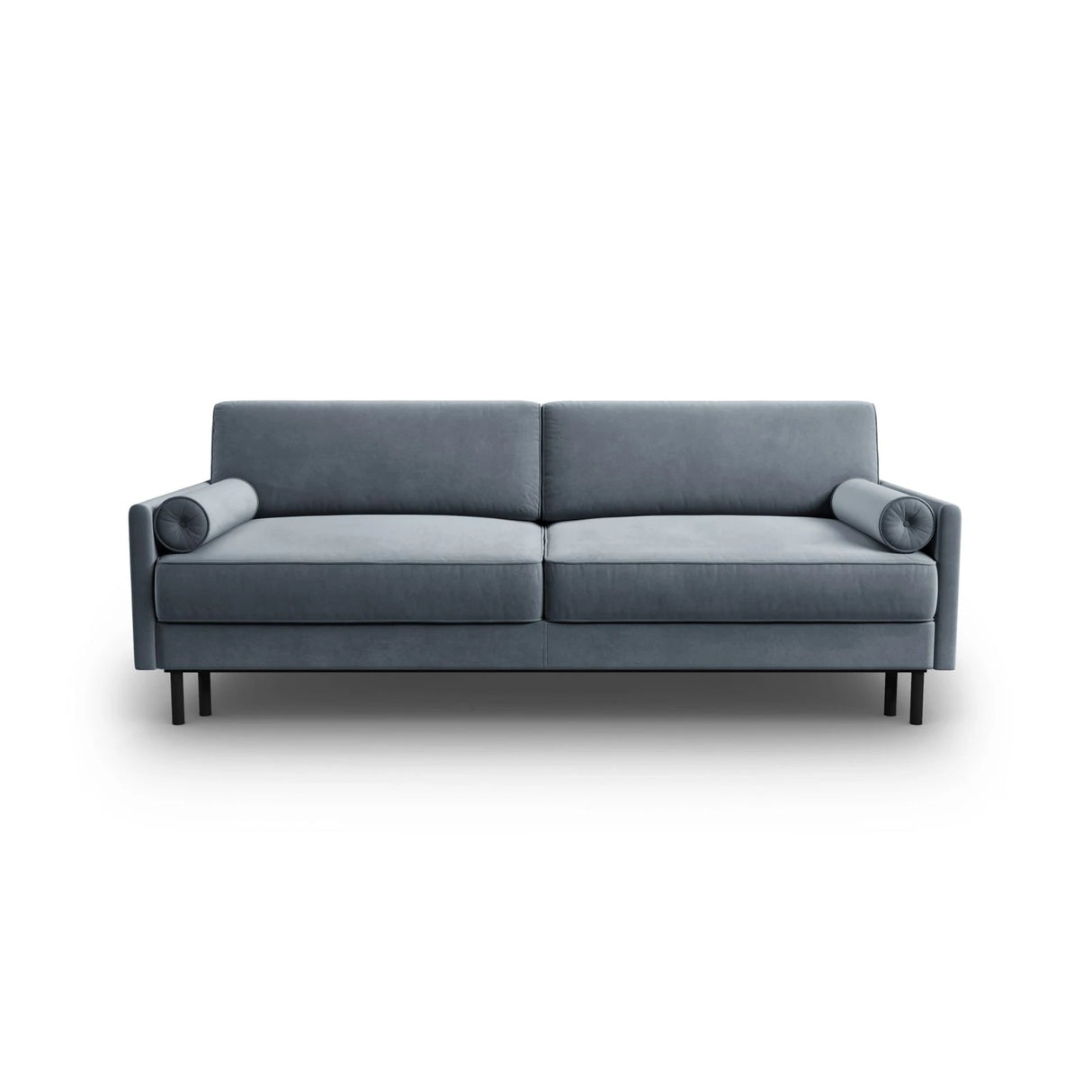 Scott 3-Sitzer Sofa, umwandelbar mit Schlaffunktion, mit Bezug aus Samt (Blu06) in Hellblau, 212x97 cm – Bild 1